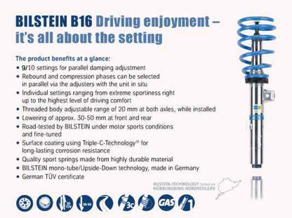 Bilstein B16 Series PSS10 Coilover Kit - Fits 15-18 Subaru WRX / 15-17 STI