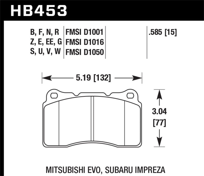 Hawk Performance - DTC-80 Compound Front Brake Pads - Subaru STI 04-15
