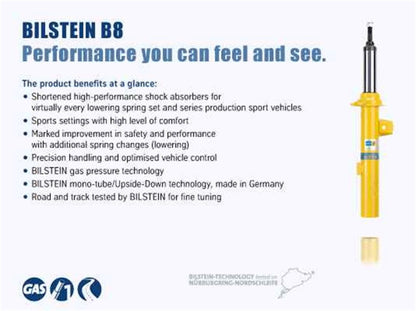 Bilstein B8 Series Sport Front Driver Side Monotube Strut - Fits 15-21 Subaru WRX / 15-21 WRX STI