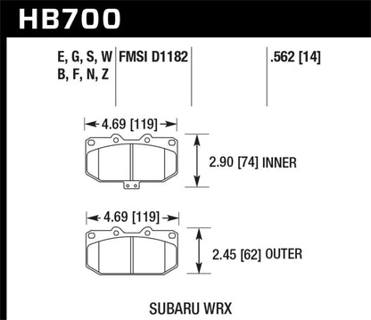 Hawk Performance - Ceramic Front Brake Pads - Subaru 06-07 WRX / STI