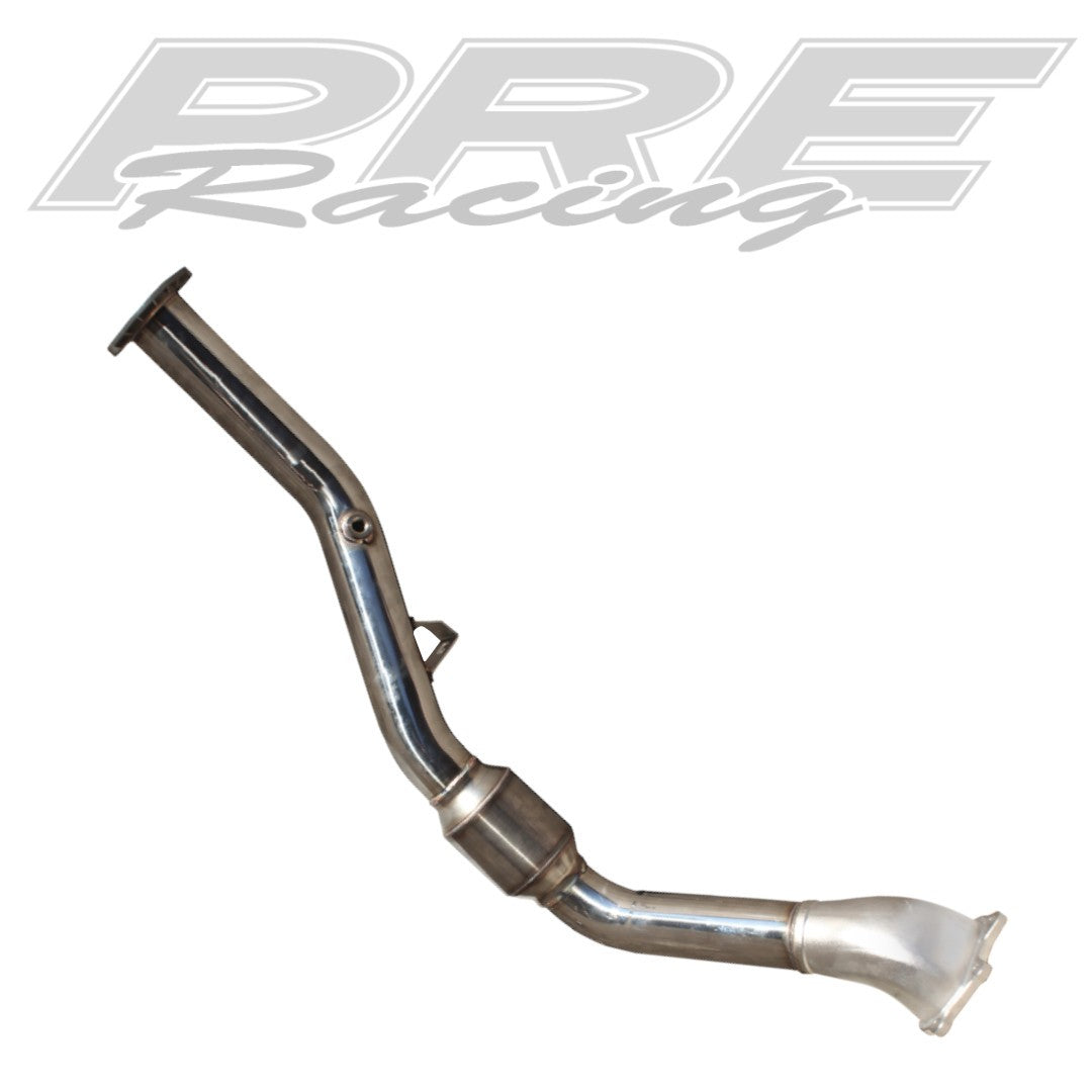 PRE RACING BELL MOUTH DOWNPIPE WITH 3IN HEIGHT OUTPUT GESI EPA APPROVED CAT - 02-07 WRX/STI