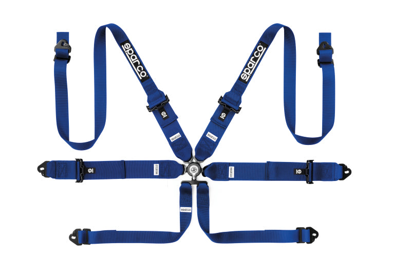 Sparco - 3 to 2 IN, 6 PNT Hans Steel Safety Harness - (Blue)