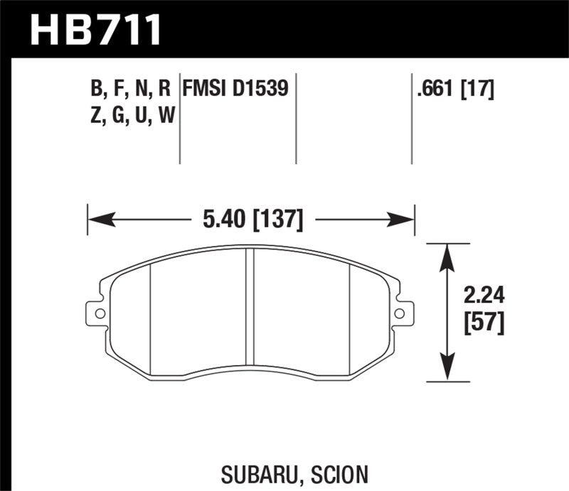 Hawk Performance - DTC-60 Front Brake Pads - Subaru BRZ 13-15 / FXT 10-13 / Leg 13-14 / MORE