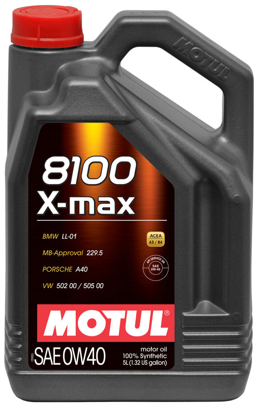 Motul 5L Synthetic Engine Oil 8100 0W40 X-MAX - Porsche A40 - Single