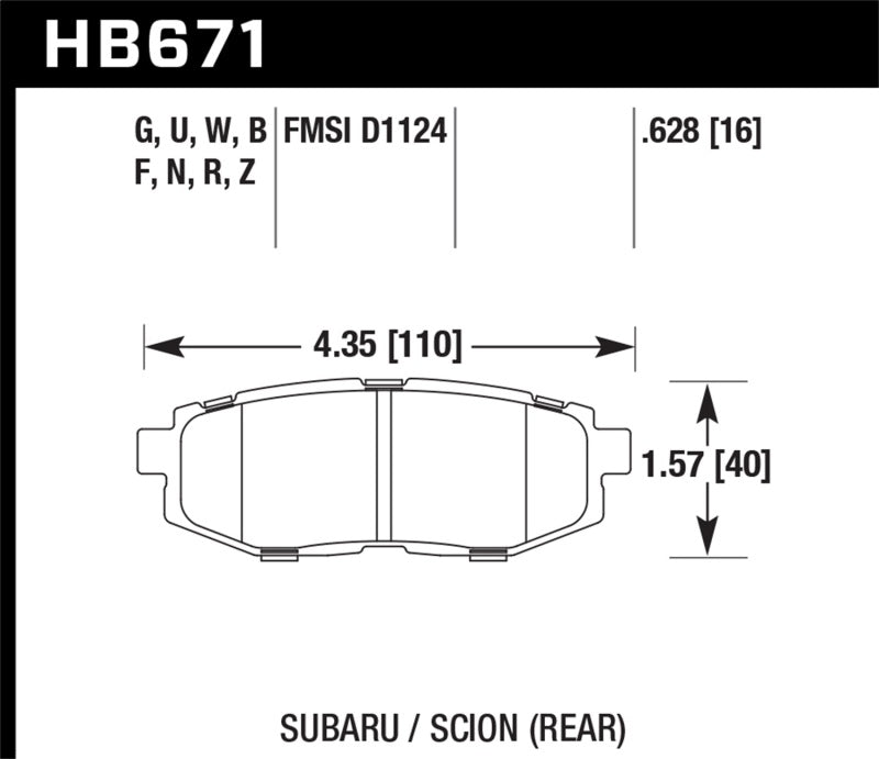 Hawk Performance - Ceramic Rear Street Brake Pads - Subaru BRZ 13-15