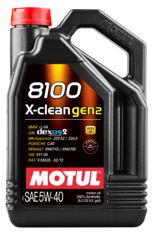 Motul 5L Synthetic Engine Oil 8100 X-CLEAN Gen 2 5W40 - Case of 4